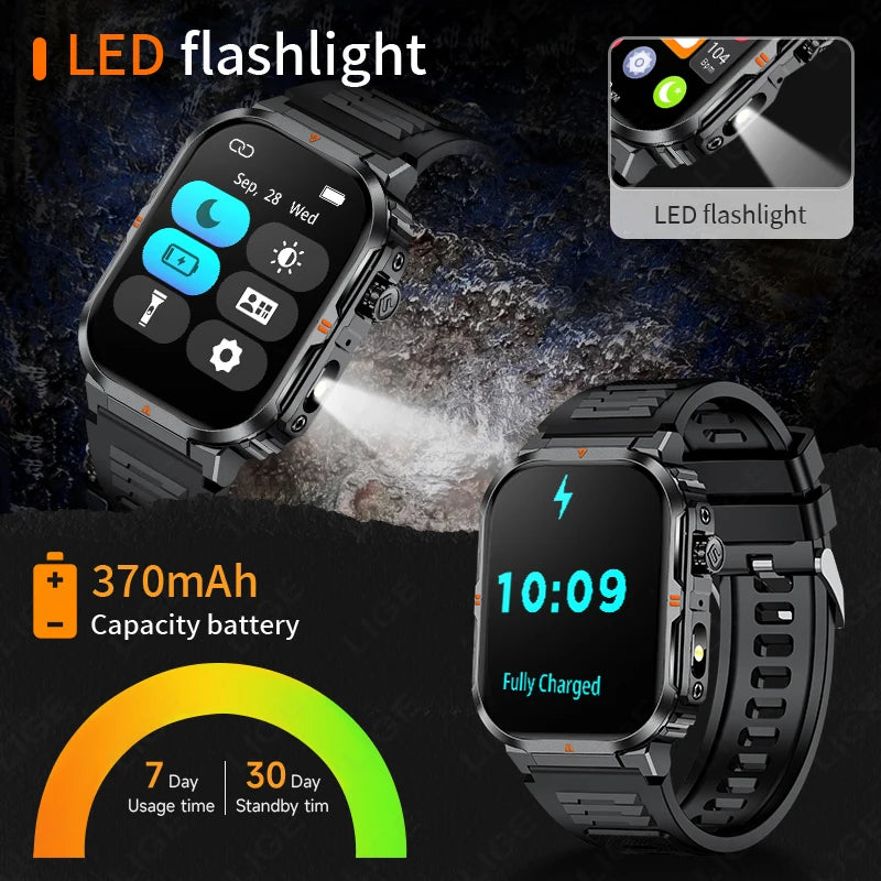 LIGE New Smart Watch For Men Women 2.01" HD Display Health Monitor Sport Fitness Watches AI Voice Bluetooth Call Smartwatch Men