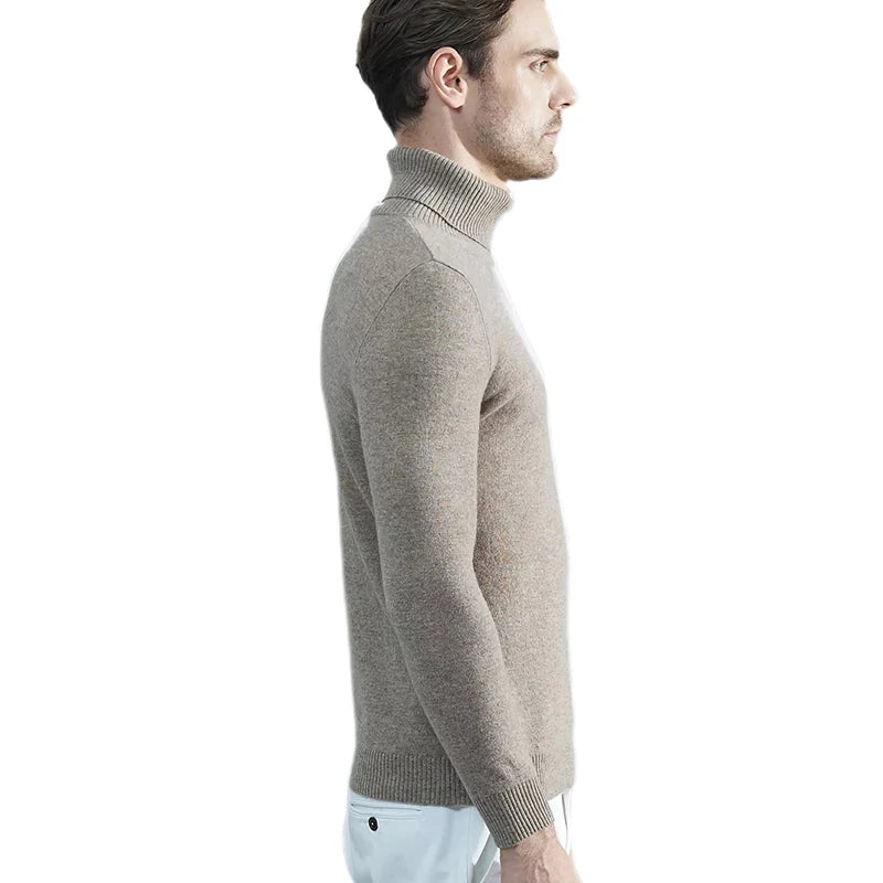 Men Knitted Sweaters Cashmere Sweater 100% Merino Wool Turtleneck Long-Sleeve Thick Pullover Winter Autumn Male Jumpers Clothing