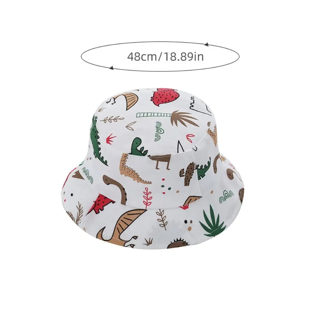 Gorros de cubo con estampado de dinosaurio de dibujos animados para bebé, gorro de pescador infantil con animales bonitos para niño y niña, gorro de Sol de Panamá para niño pequeño de verano