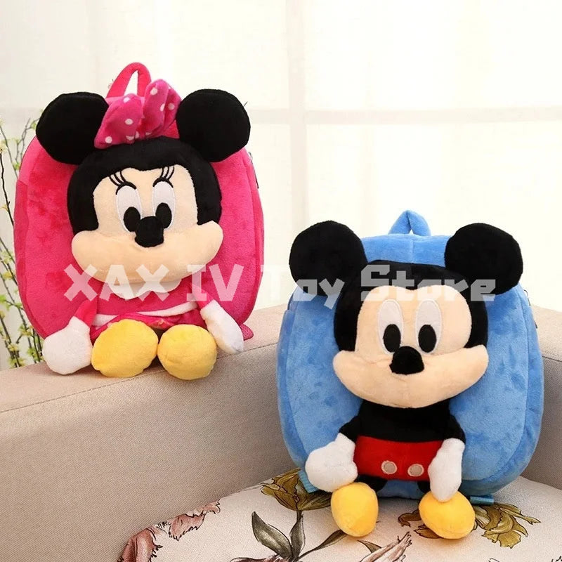 New Disney Mickey Minnie Mouse Plush Bag Backpack Children's School Bag Multifunctional Storage Bag Cartoon Part Christmas Gifts