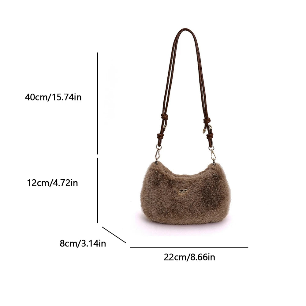 MOODS Soft Plush Crossbody Bags For Women 2025 Winter Warm Latest Luxury Designer Handbags Casual Street Shoulder Hobo Bag Lady