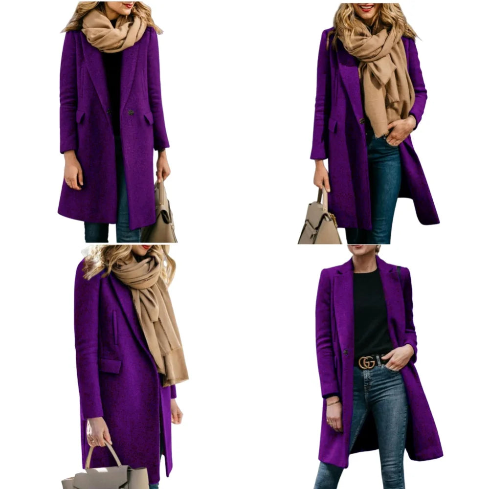 Women's Jackets Wool Blends Autumn Winter Trench Coat Flip Collar Warm Lining Coat Long Jacket Streetwear Women's Clothing M-3XL