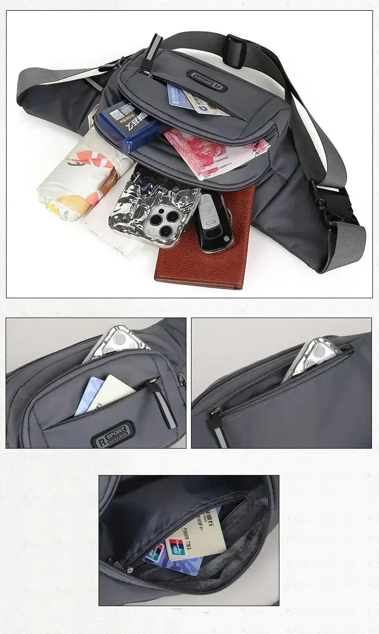 Men's Large Capacity Fitness Waist Pack Portable Anti Theft Ultra Thin Small Chest Bag Sports Outdoor Leisure Running Waist Bag