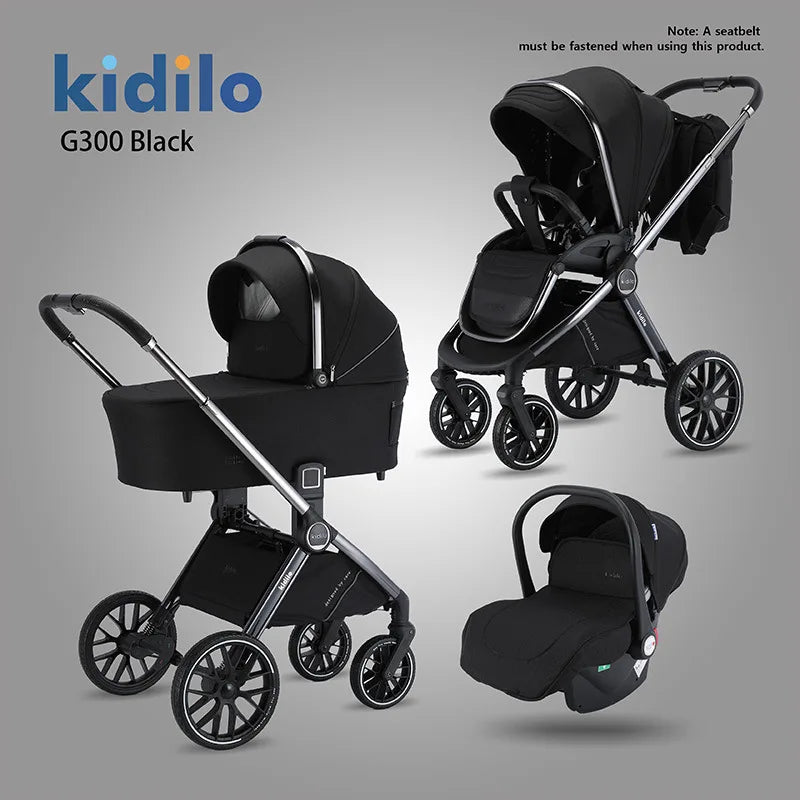 High-view 3-in-1 Baby Stroller Reversible Baby Stroller with Carrier Newborn Baby Stroller Shock Absorption Foldable
