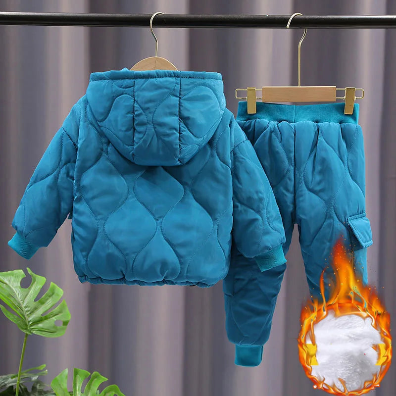 2022 Winter Girls Boys Clothing Sets 2-10 Years Children Warm Thick Jackets Pants Suit Boy Coats Trousers Kids Tracksuit Outfit
