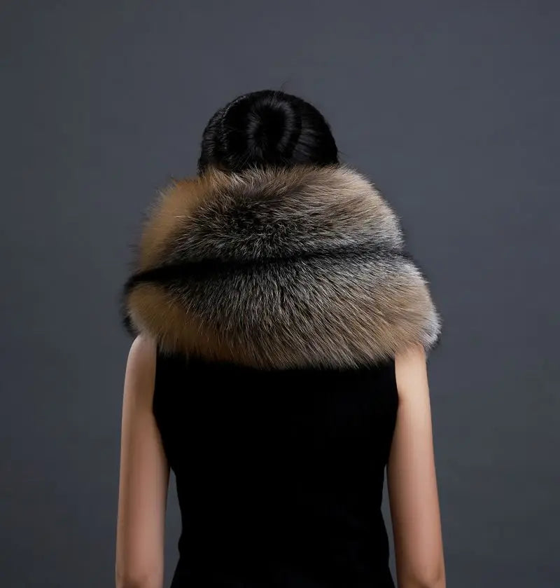 Winter Warm Large Real Fox Fur Collar Natural Fur Coat Scarves Luxury Women Men Jackets Hood Shawl Decor Female Neck Scarf Wraps