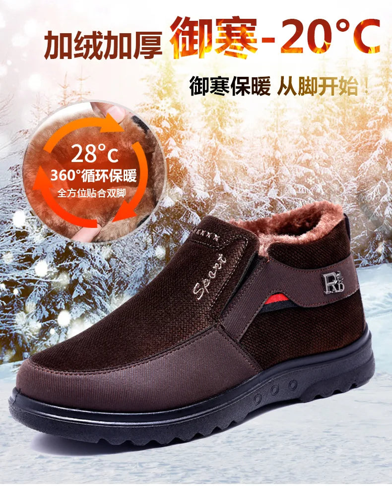 Warm Winter Boots Men Shoes  New Keep  Slip on Comfortable Plush Fur Ankle Botas Men Boots Outdoor Sneakers Zapatos De Hombre