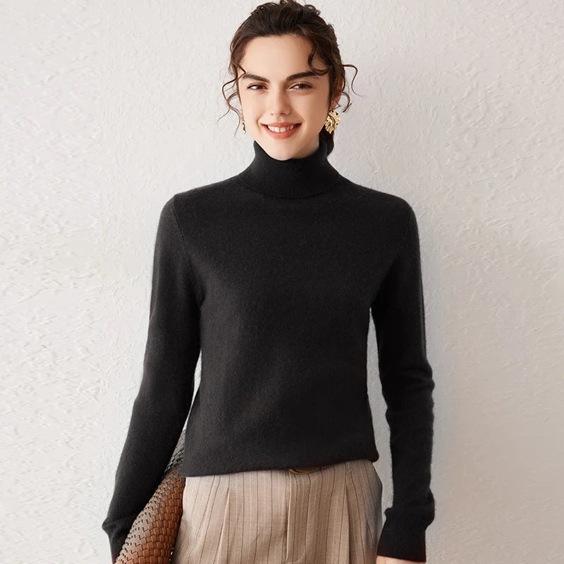 Ladies Sweater Cashmere Sweater Women Wool Turtleneck Knitwears 100% Cashmere Tops Long Sleeve Pullovers Jumpers Female Clothing