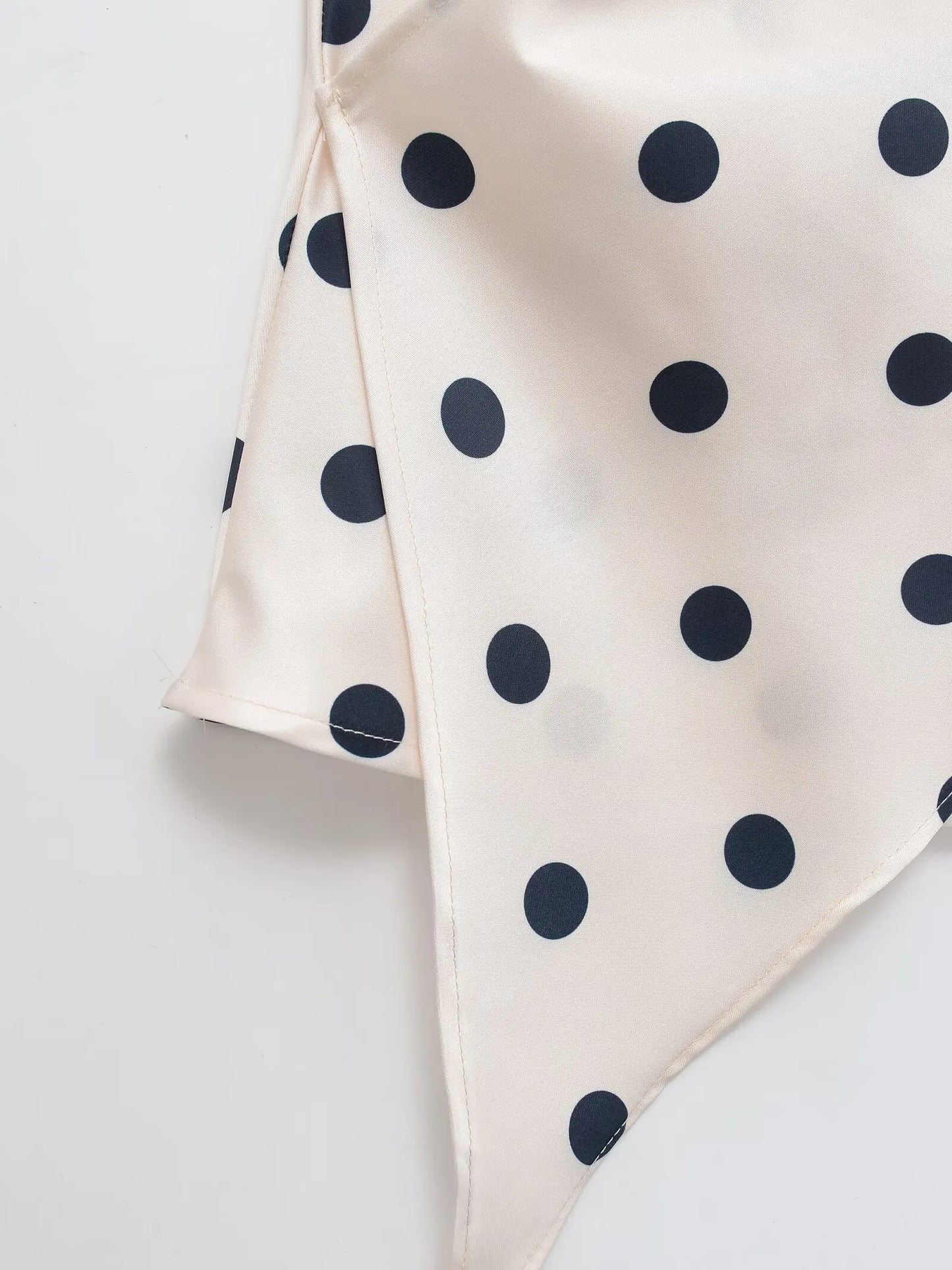 HH Women Fashion Halter Tops Draped Asymmetrical Hem Elegant Satin Sleeveless Summer Vest Female Casual Party Polka Dot Tops