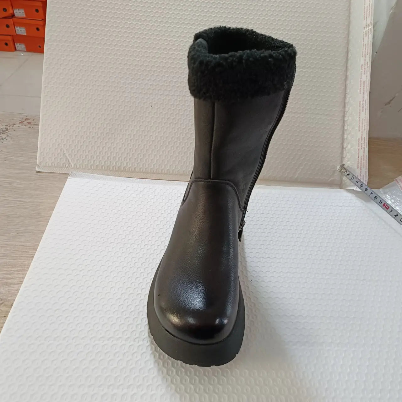 Koznoy 5cm Natural Genuine Leather Chunky Cow Spring Rubber Ankle Boots Soft Soled Winter Plush Flats Booties Autumn Women Shoes
