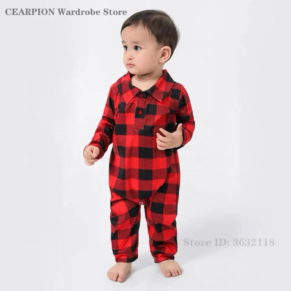 Christmas New Year's Pajamas Set Plaid Adults Kids Matching Sleepwear Spring Autumn New Home Wear Nightwear Family Pijama Mujer