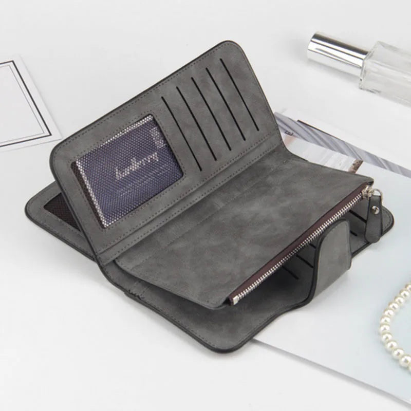 Baellerry Women's Long Wallet High Quality with Buckle Multiple Card Slots Mobile Phone Holder Hand-held Bag