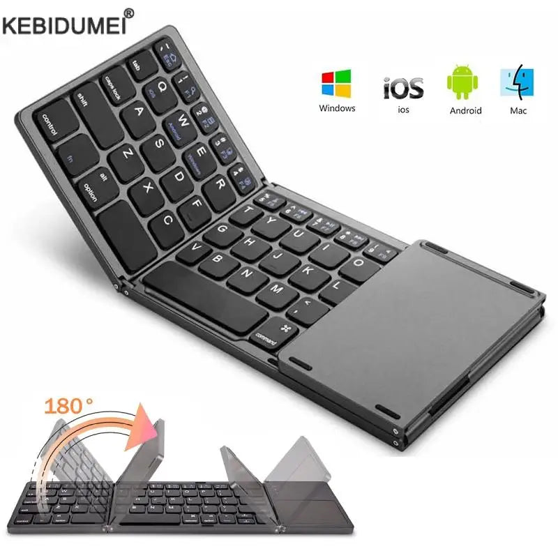 Wireless Folding Keyboard Bluetooth Keyboard With Touchpad For IOS Android Windows iPad Tablet Phone Rechargeable Mini keyboard