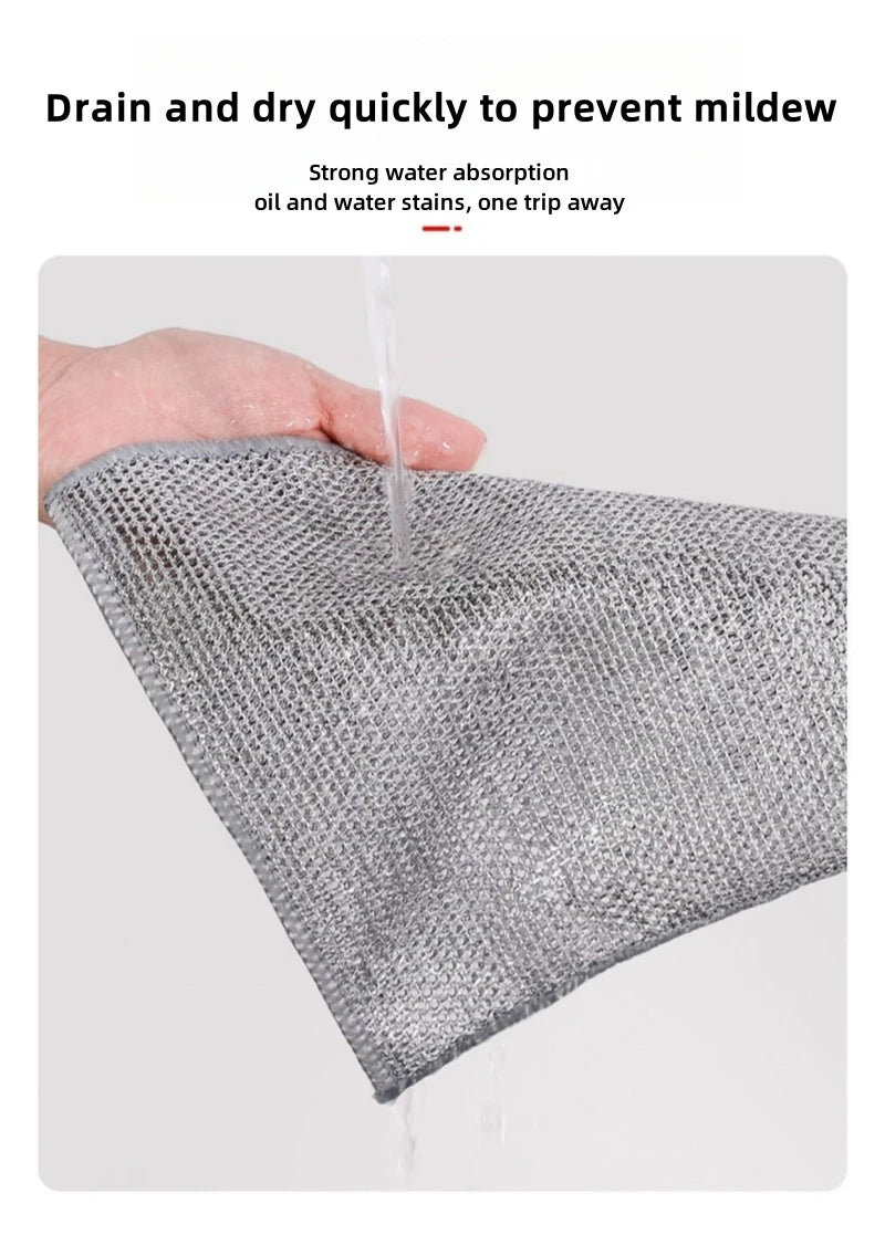 20/1pcs Magic Cleaning Cloth Thickened Double -sided Metal Steel Wire Rags Kitchen Dish Pot Washdishing Cloths Towel Clean Tools