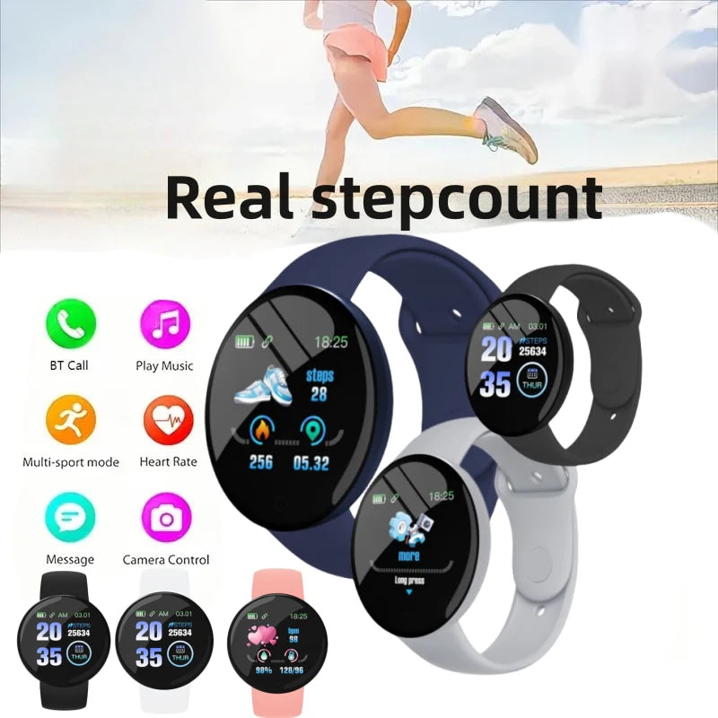 D18 Waterproof Color Round Screen Smart Bracelet Heart Rate Blood Pressure Sleep Monitor Walking Exercise Fitness Smartwatch B41