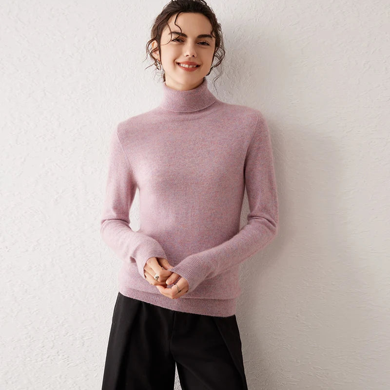 Ladies Sweater Cashmere Sweater Women Wool Turtleneck Knitwears 100% Cashmere Tops Long Sleeve Pullovers Jumpers Female Clothing