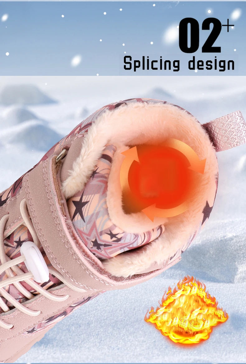 New Parent-child Winter Boots Men and Women Snow BareFoot Outdoor Non-slip Warm Fur Casual Boys/girls Sneakers Kid's Ankle Boots