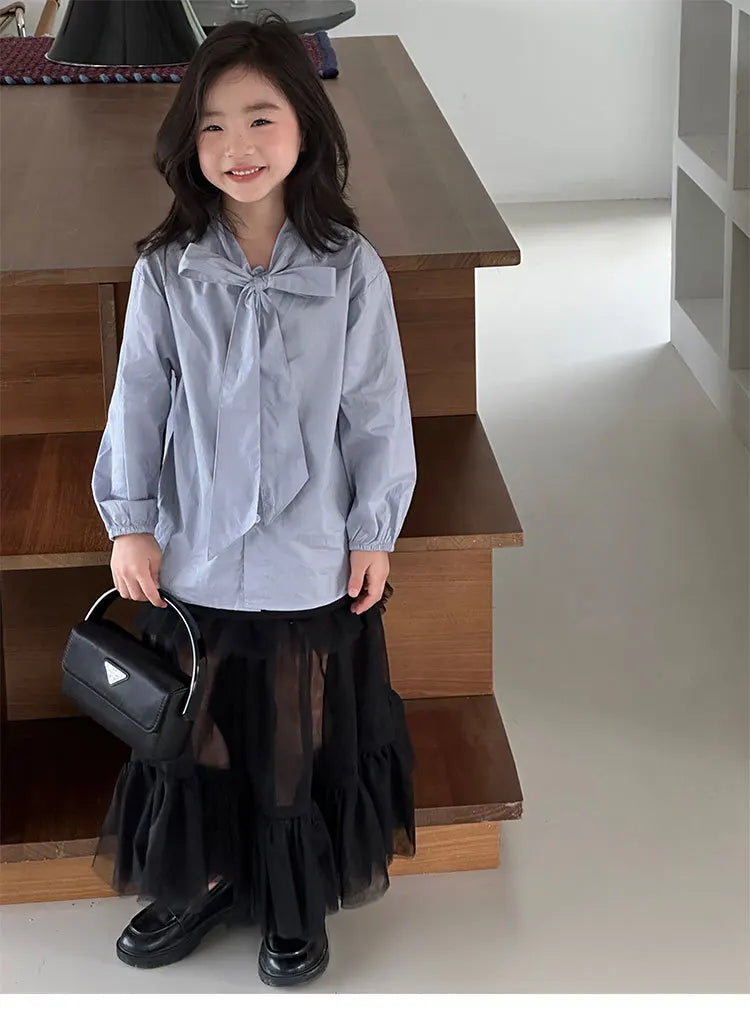 Girls Shirt Spring Autumn Long Sleeve Casual Daily Blouse for Kids Fashion Design Striped Flower Teen School Child Tops Clothes