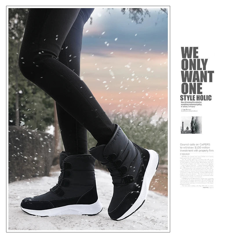 2023 Winter White Snow Boots Waterproof Non-slip Thicken Plush Warm Ankle Boots Women Shoes Botas Mujer Platform Shoes