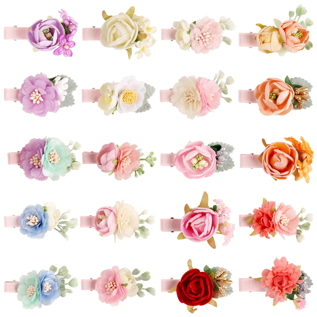 Pinzas para el cabello de flores para mujer, horquillas florales hechas a mano, pasadores de cocodrilo para niñas, accesorios para el cabello fiesta para niños pequeños