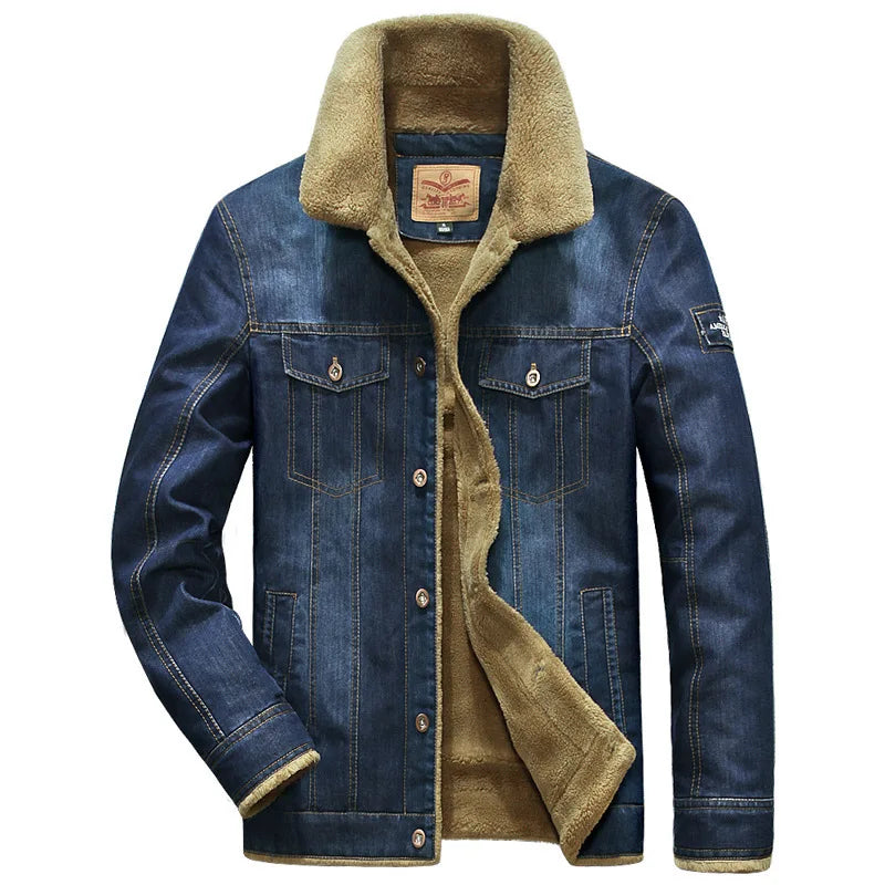 Winter Men's Denim Jackets Man Casual Outdoor Fleece Lined Warm Windbreaker Jacket Men Military Jean Cowboy Coats Clothing