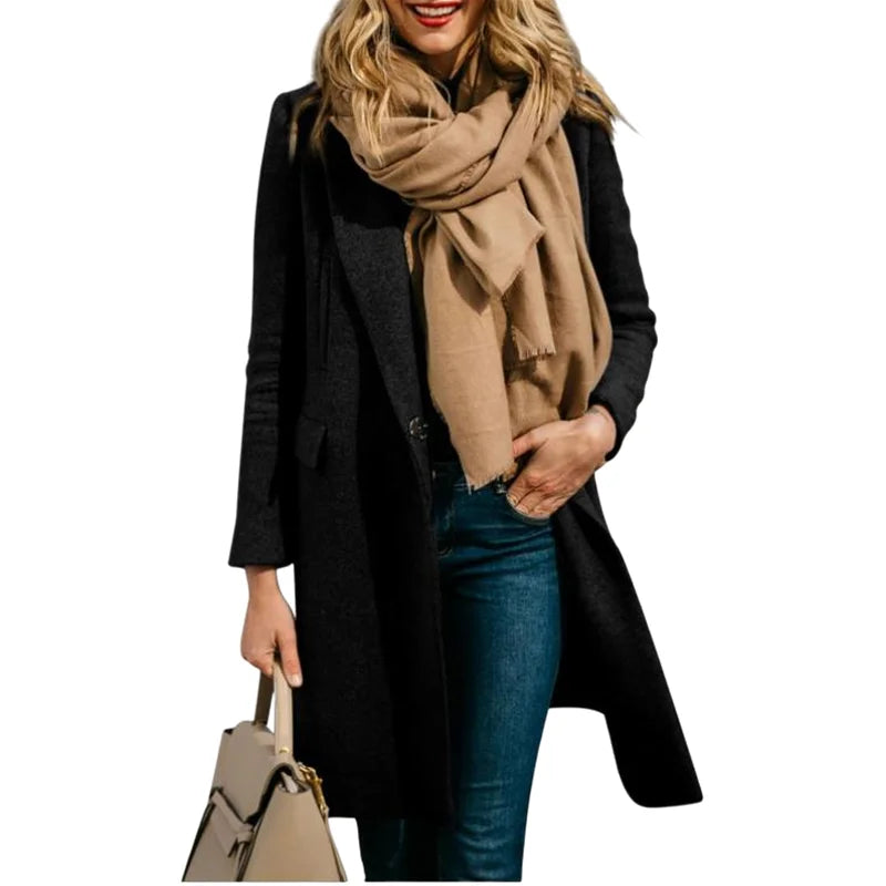 Women's Jackets Wool Blends Autumn Winter Trench Coat Flip Collar Warm Lining Coat Long Jacket Streetwear Women's Clothing M-3XL