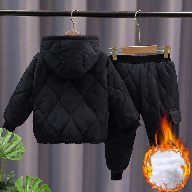 2022 Winter Girls Boys Clothing Sets 2-10 Years Children Warm Thick Jackets Pants Suit Boy Coats Trousers Kids Tracksuit Outfit