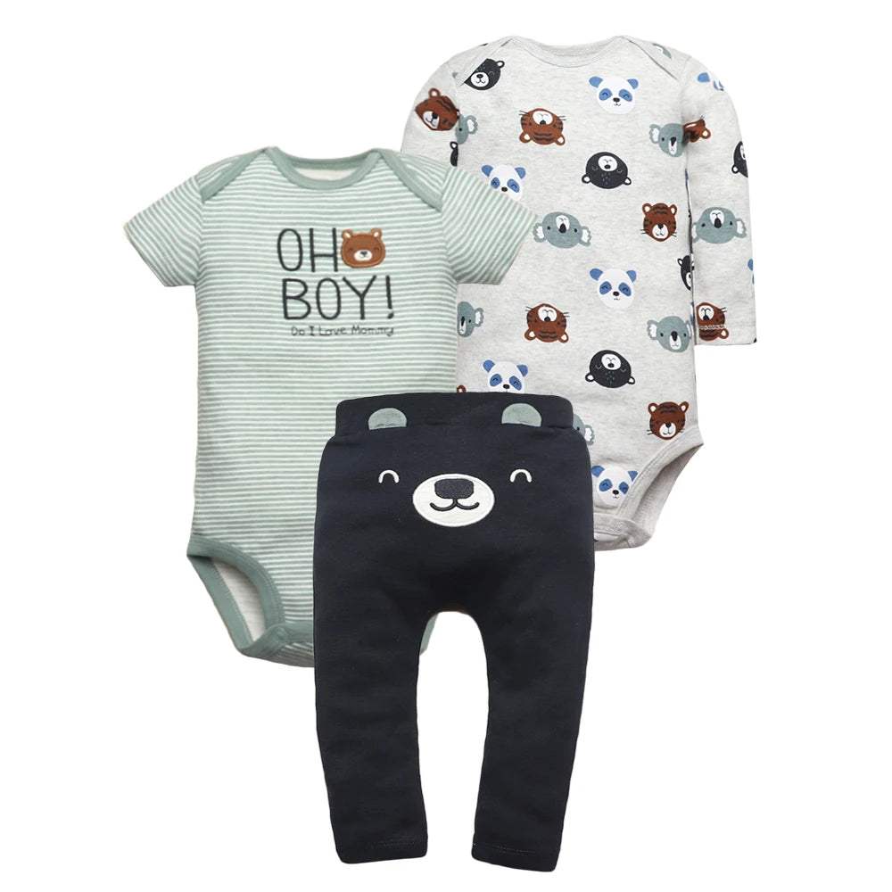 Unisex Baby Clothing Set Newborn Baby Boys Girls Clothes Soft Cotton Two Pieces Bodysuits+Pants Cartoon Roupa de bebe