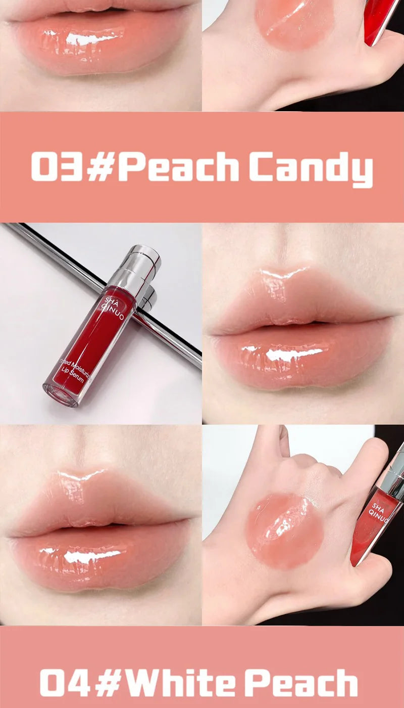 SHAQINUO Tinted Lip Serum 2.6g Deep Moisturizing Hydrating Tinted Lip Gloss Watery Glossy Mirror Finish Natural Nude Makeup