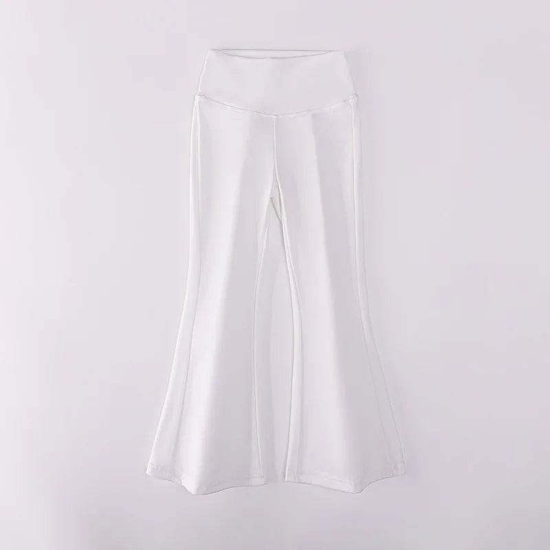 Girls Yoga Leggings Flared Pants High Waist Teenagers Stretch Elastic Waistband Kids Sportswear Trousers Autumn Spring