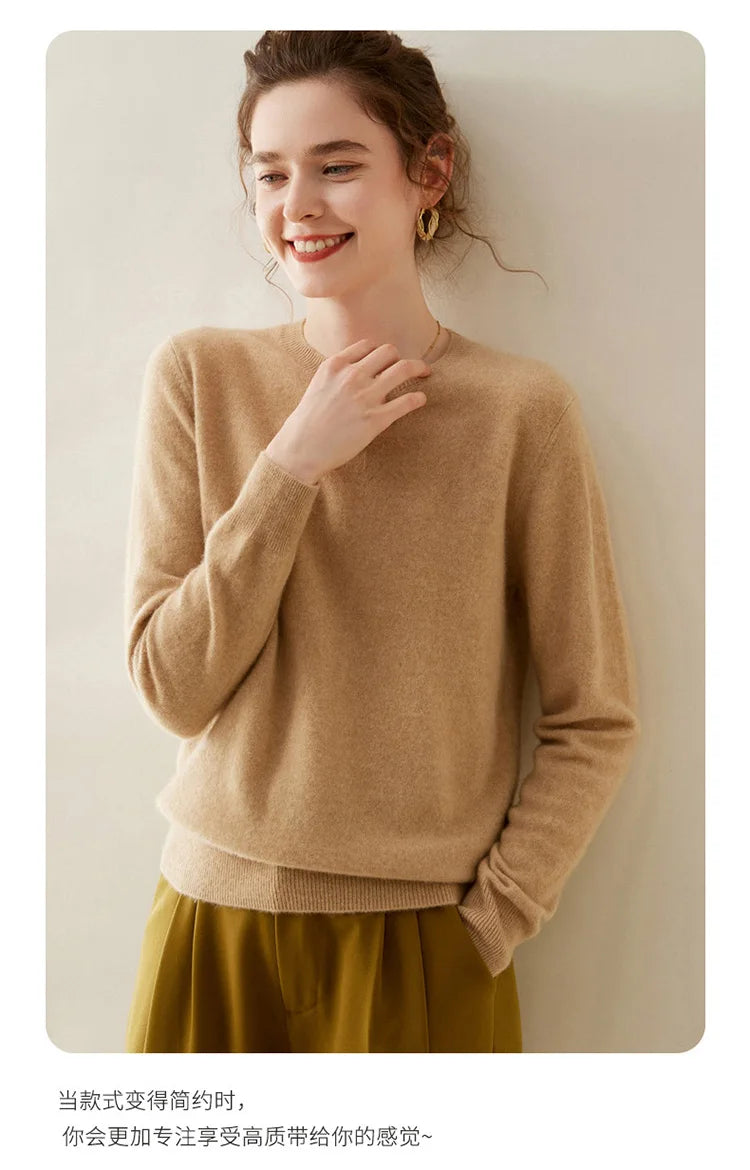 WinvyNee Cashmere Women Sweater Long Sleeve O neck Merino Wool Jumper Solid Knitwear Casual Pullover Tops Jumper Autumn A1054001