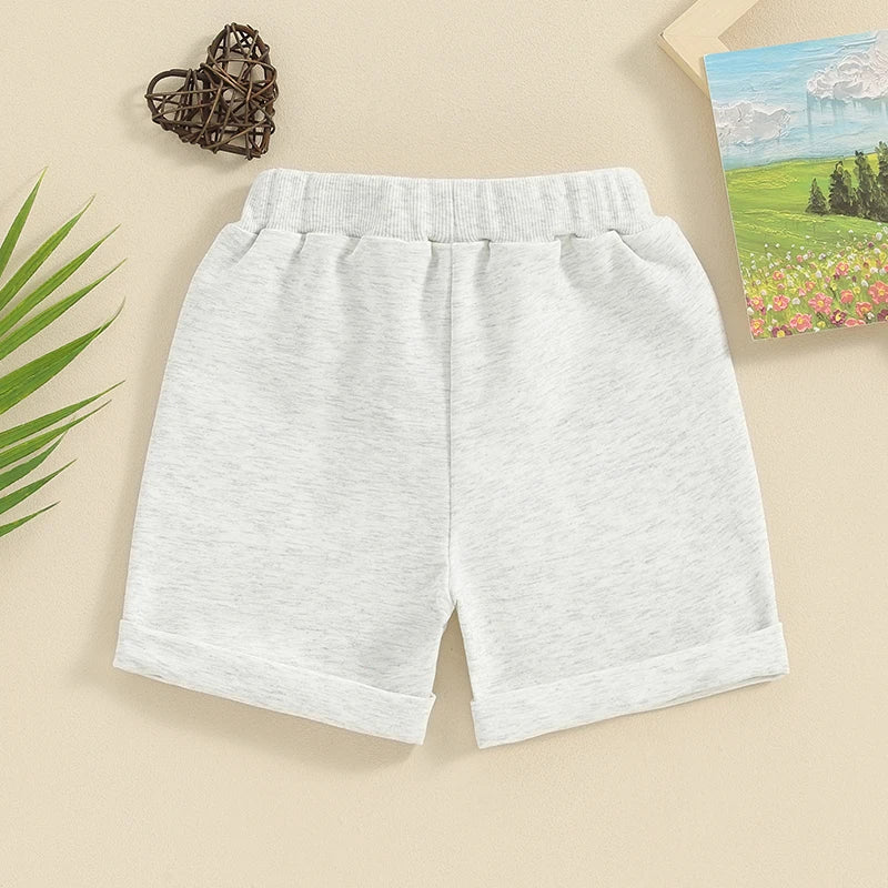 Infant Baby Boy Summer Shorts Solid Color Newborn Elastic Waist Sweat Shorts Toddler Bottoms with Drawstring