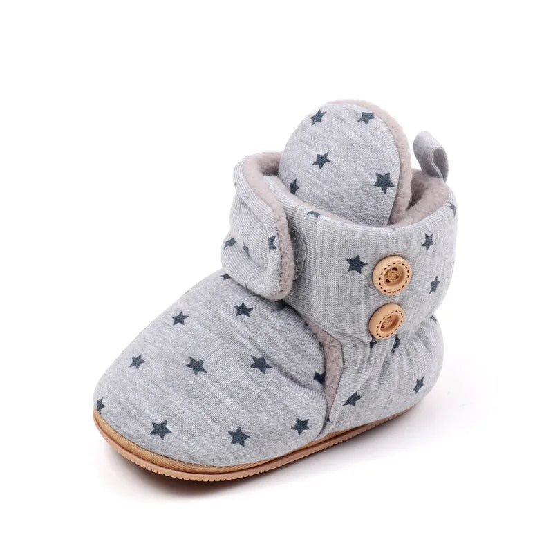 2024 Winter Baby Boots, Infant Girls Boys Warm Fashion Solid Shoes with Fuzzy Balls First Walkers Kid Shoes 0-18M High Quality
