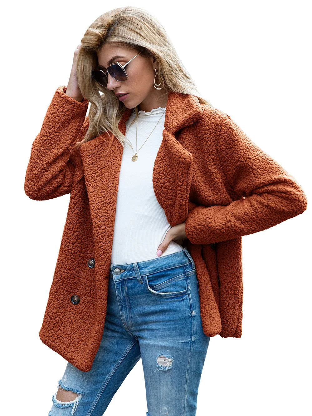 Elegant Faux Fur Cardigan Cashmere Women Coat Autumn Winter Warm Solid Women Jackets Plush Overcoat Casual Teddy Outerwear 22942