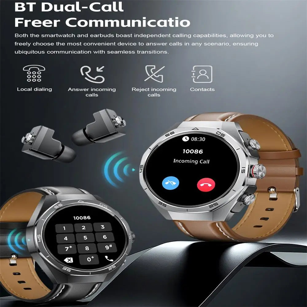 2026 New Smart Watch Men TWS 2-in-1 Bluetooth Earphones With Built-in Speaker HIFI  1.53HD SCreen Bluetooth Call IP67 Waterproof