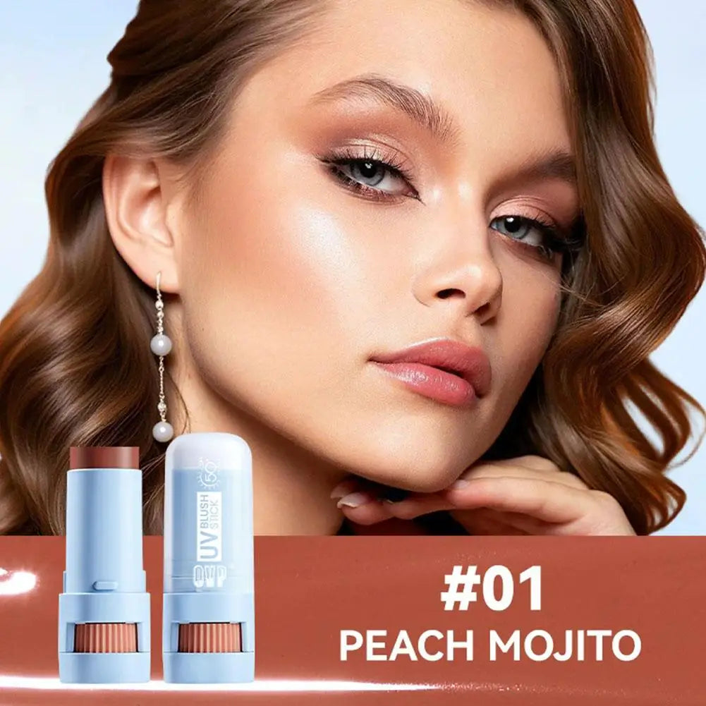 Matte Blush Stick with Natural Satin Finish Offers 5 Color Shades Moderate Coverage Long-lasting Nourishing Skin Care Makeup