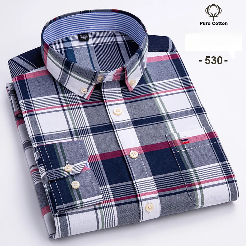 Fashion over size7XL long-sleeve shirts for men100%cotton Oxford plan shirt slim fit casual elegants clothes free shipping items