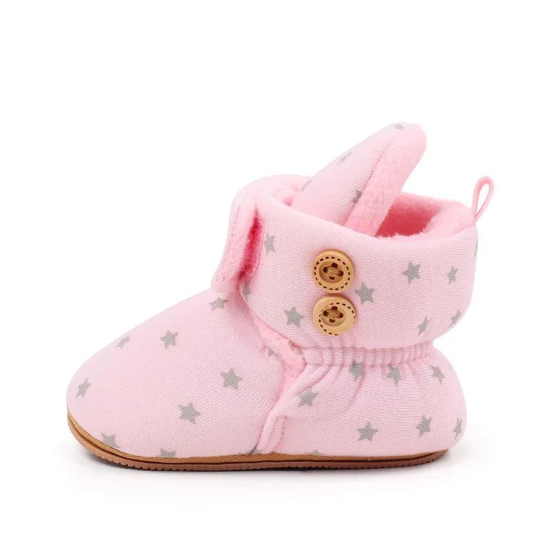 2024 Winter Baby Boots, Infant Girls Boys Warm Fashion Solid Shoes with Fuzzy Balls First Walkers Kid Shoes 0-18M High Quality