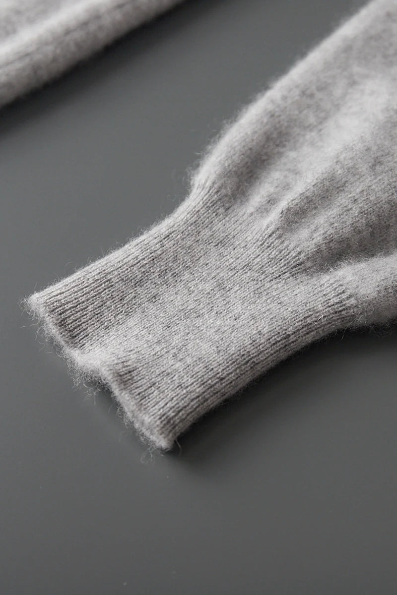 2025 New Men Knitted Plane Hooded Cardigan Cashmere Sweater Zipper Design Pocket Decoration High quality Thick Warmth Hoodie