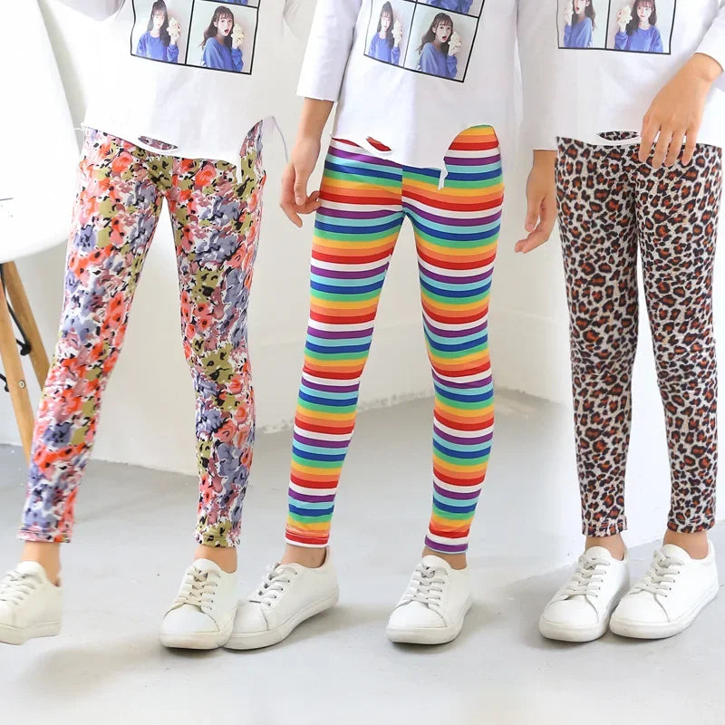 Pantalones para niñas, mallas de estilo coreano para bebés, pantalones elásticos con estampado de leopardo para primavera y otoño, ropa de moda para adolescentes 2024