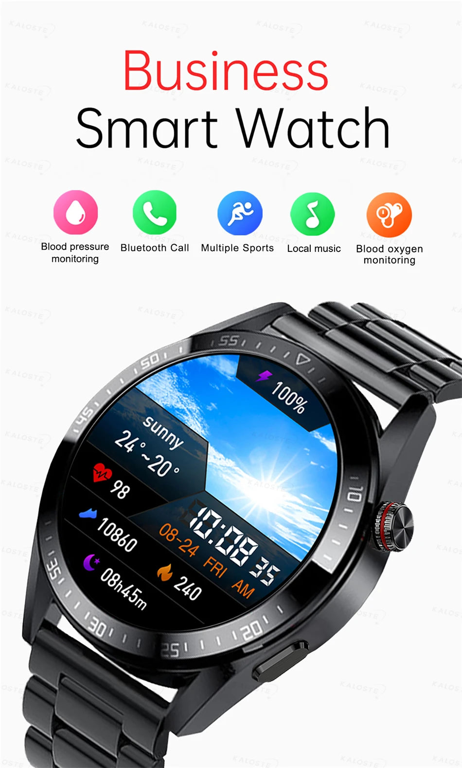 New Smart Watch Mens 4G Memory Local Music Player 454*454 AMOLED Screen Bluetooth Call Sports Man Smartwatch For Man Android iOS