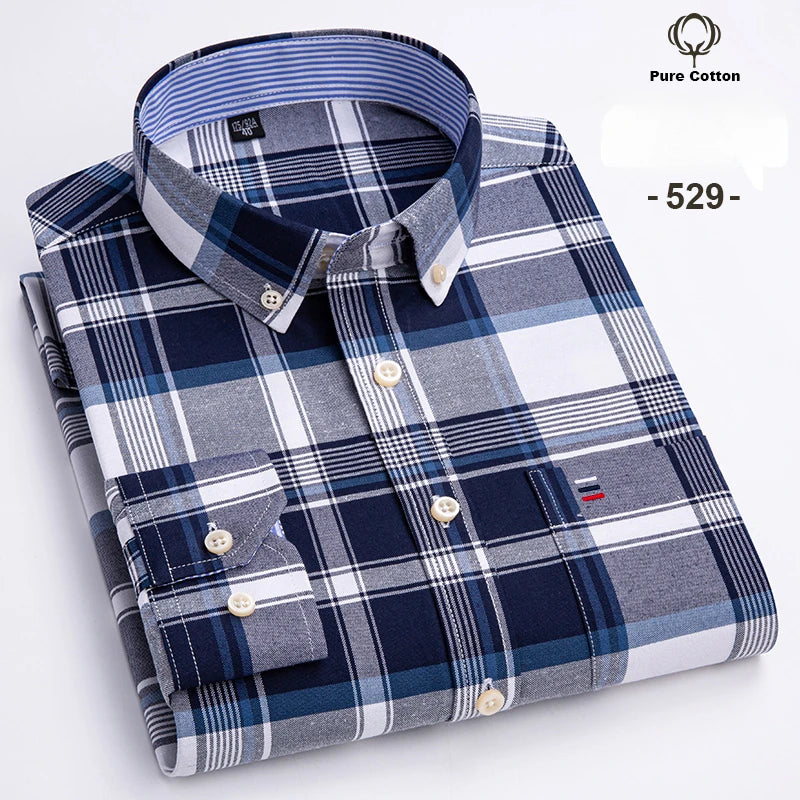 Fashion over size7XL long-sleeve shirts for men100%cotton Oxford plan shirt slim fit casual elegants clothes free shipping items