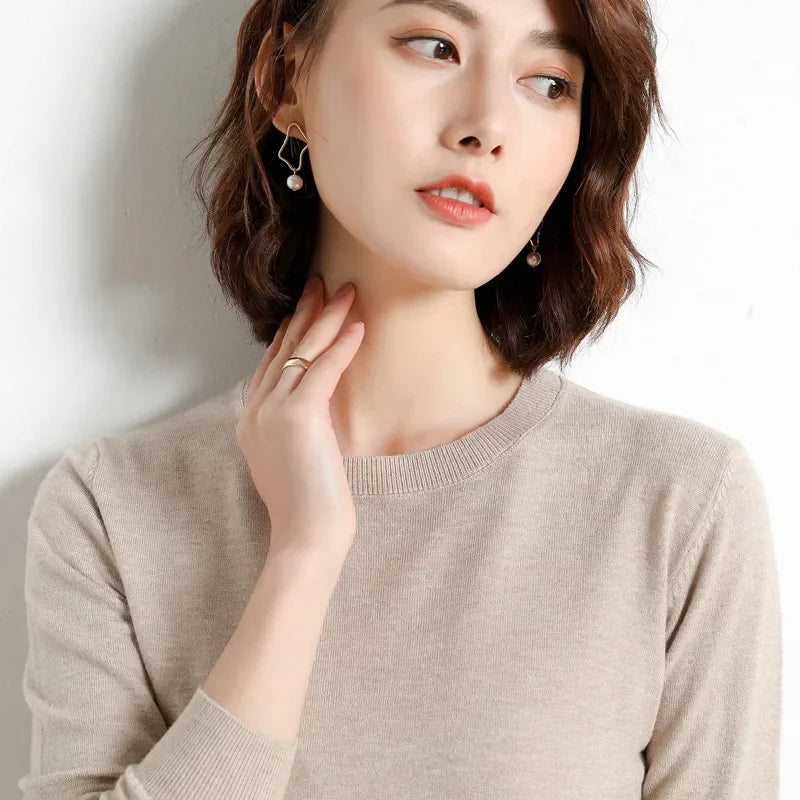 Women Sweater O-neck Autumn Winter Basic Pullover Warm Casual Pulls Jumpers Korean Fashion Spring Knitwear Bottoming Shirt 2025