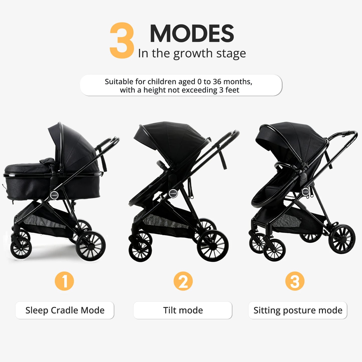 Foldable newborn stroller, Baby Stroller 2-in-1, outdoor camping vehicle, can be pushed in both directions, Christmas gifts