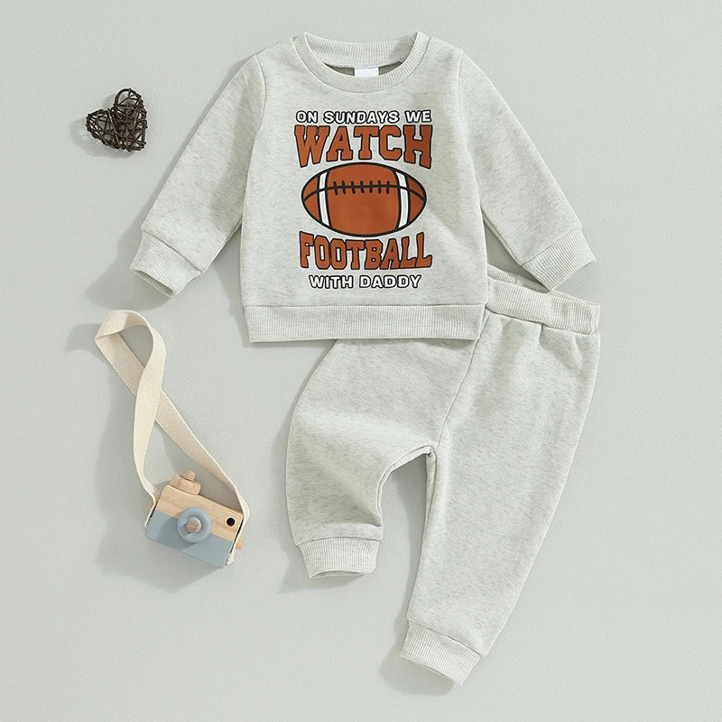 Toddler Baby Girl Boy Football Outfits Clothes 2t 3t Sweatshirt Sweater Top Pants Set Fall