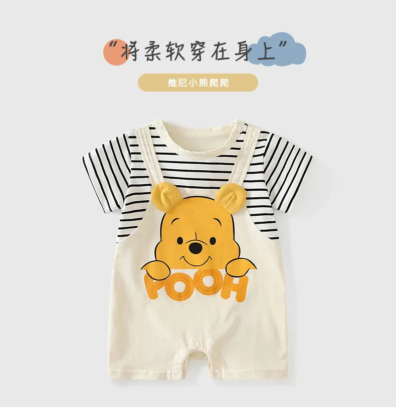 Newborn Clothes Cartoon Winnie the Pooh Comfortable And Soft Summer Boys And Girls 0-24 Short Sleeved Baby Jumpsuit