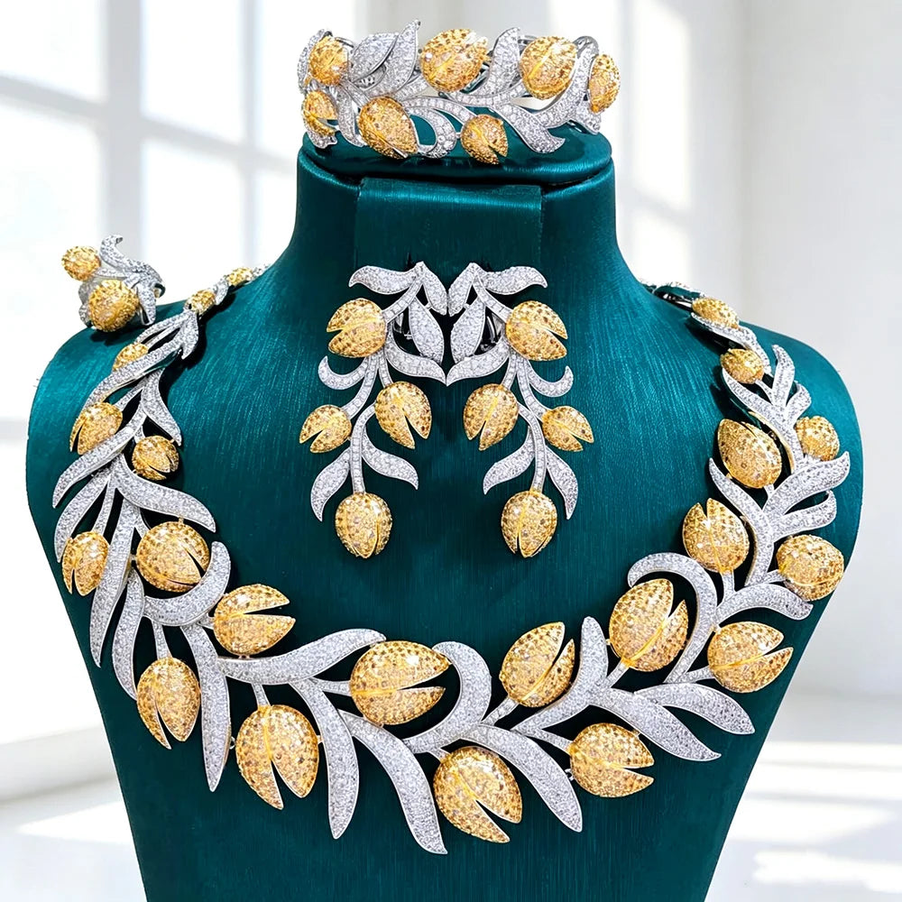 GODKI Luxury 4pcs Bold Ball African Jewelry Sets For Women Wedding Party Full Cubic Zircon Dubai Bridal Jewelry Set Gift