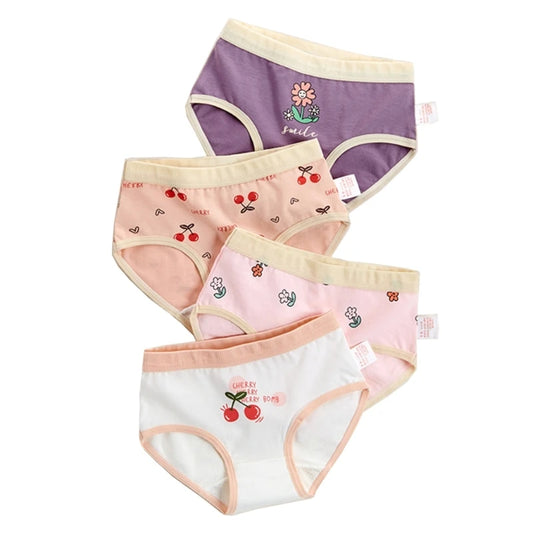 Children Girls Panties Girls Brief Boxer Shorts Lovely Underwear for Toddlers Printed Underpants 3-9Y Girl Briefs 4PCS