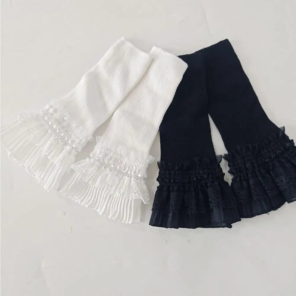 Women Sweater Fake Sleeves Hollow Out Crochet Floral Lace Horn Cuffs Embroidery Ruffles Elastic Wrist Warmers Lolita False Cuffs