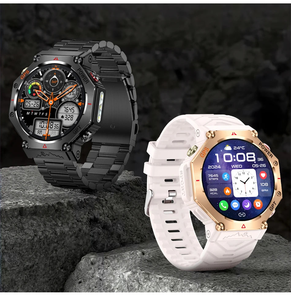 New GPS Positioning Smart Watch Men GPT AI Voice Assistant Bluetooth Call 3ATM Waterproof Compass Outdoor Sports Smartwatch 2025